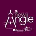 Logo with text 'a new Angle' and branding for Blackfoot and First Security Bank on a purple background